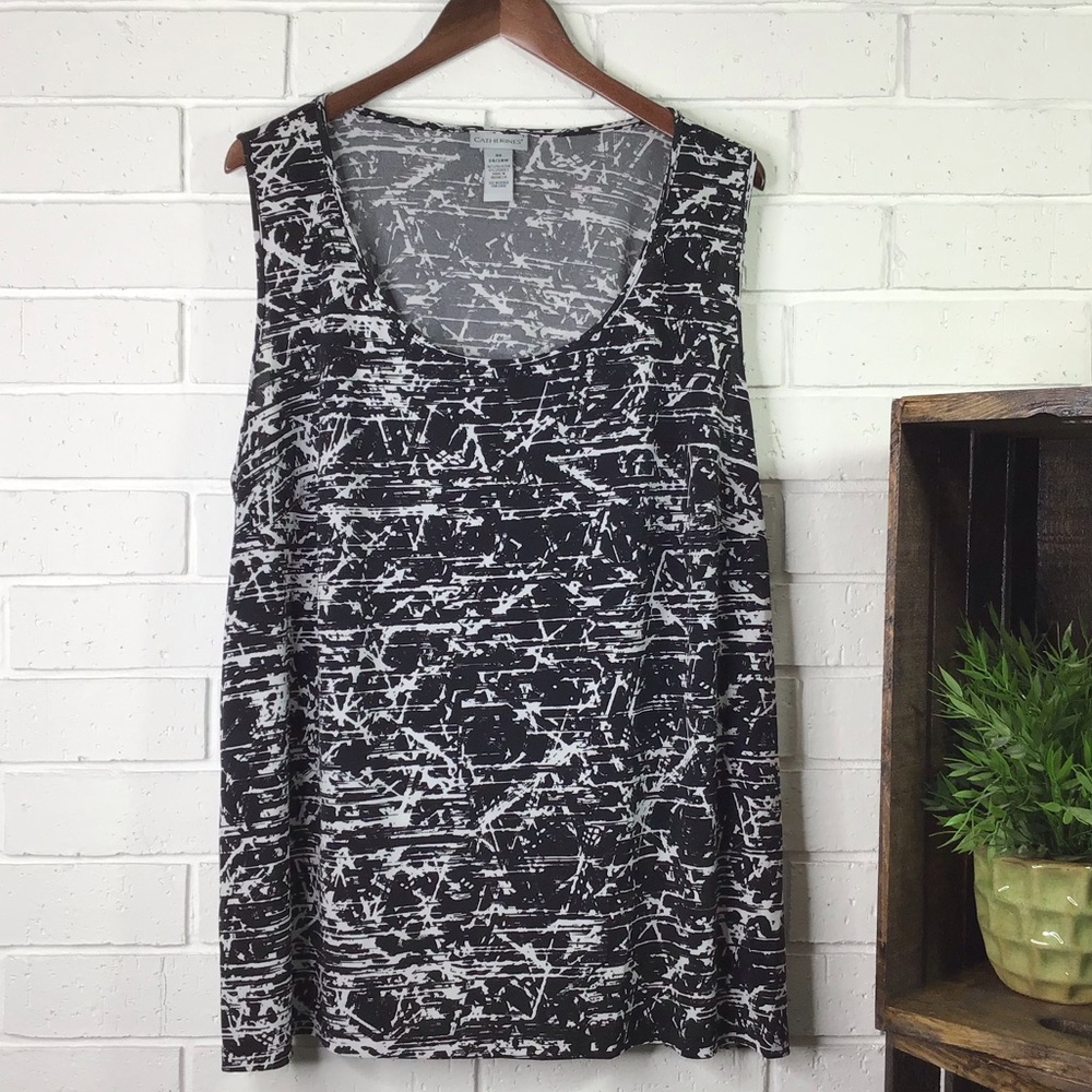 Catherines Black & White Sleeveless Tank Top Size 3X